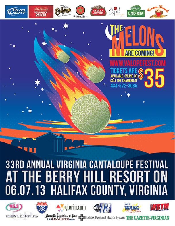 Virginia Cantaloupe Festival illustrated poster design