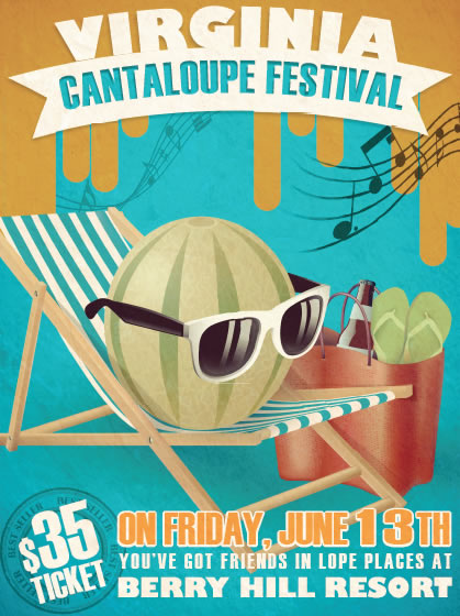 poster illustration design for Virginia Cantaloupe Festival