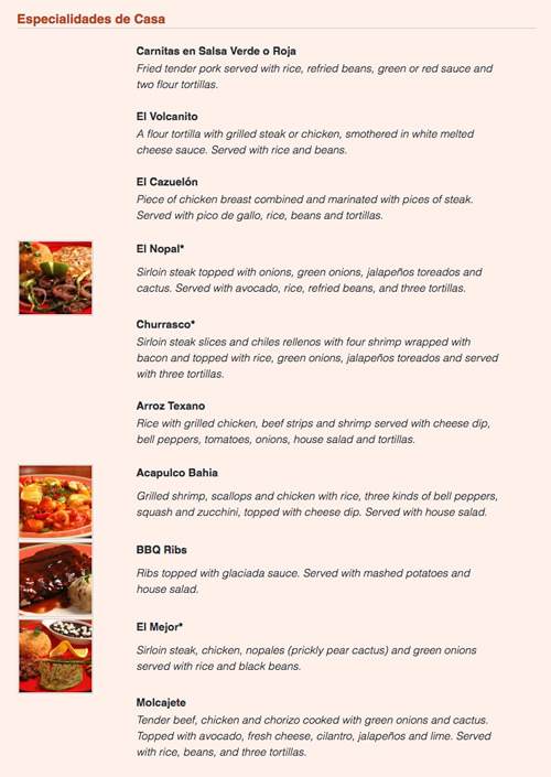 Mexican Restaurant menu website design