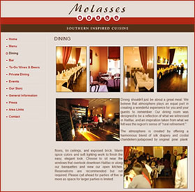 Molasses Grill restaurant website design