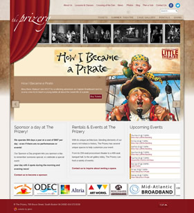 The Prizery cultural and performing arts website design