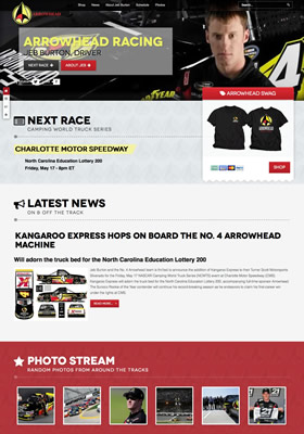 Arrowhead Racing Jeb Burton NASCAR Truck racing team website design