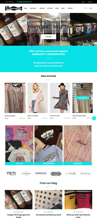 Distinct Impressions Shopify e-commerce site