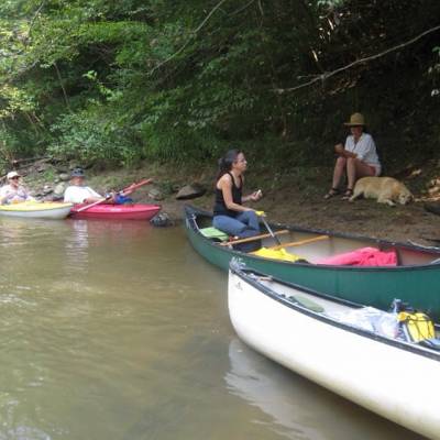 kayak canoe on Banister Ricer, King's Bridge launch in Halifax Virginia