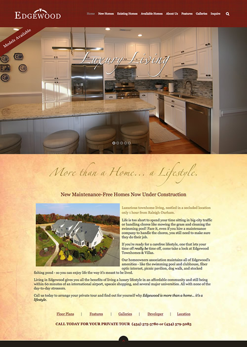 Edgewood Luxury Townhomes and Villas web design