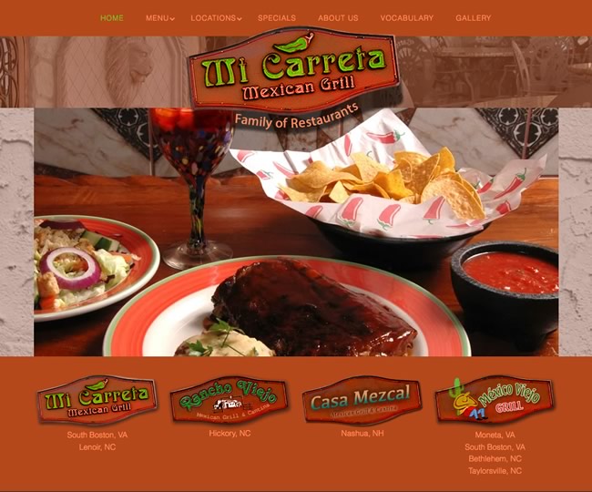 Mi Carreta Mexican Restaurant website design