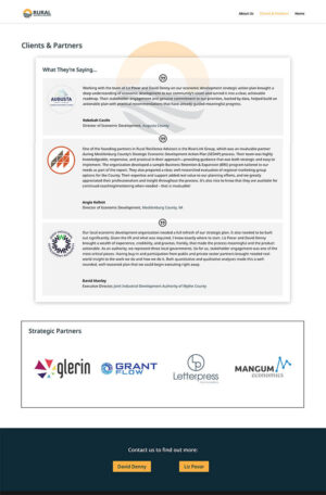 Client Testimonials & Strategic Partners page